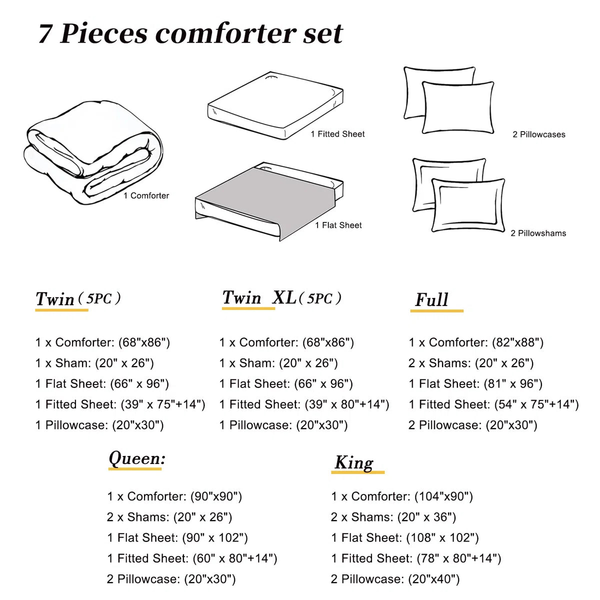 Luxurious Printed Microfiber 7 Piece Complete Comforter Ensemble