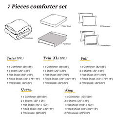 Luxurious Printed Microfiber 7 Piece Complete Comforter Ensemble