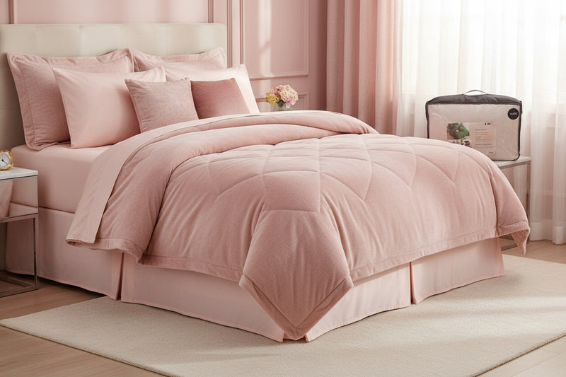 HIG Pearl Pink 6 Piece King Comforter Set