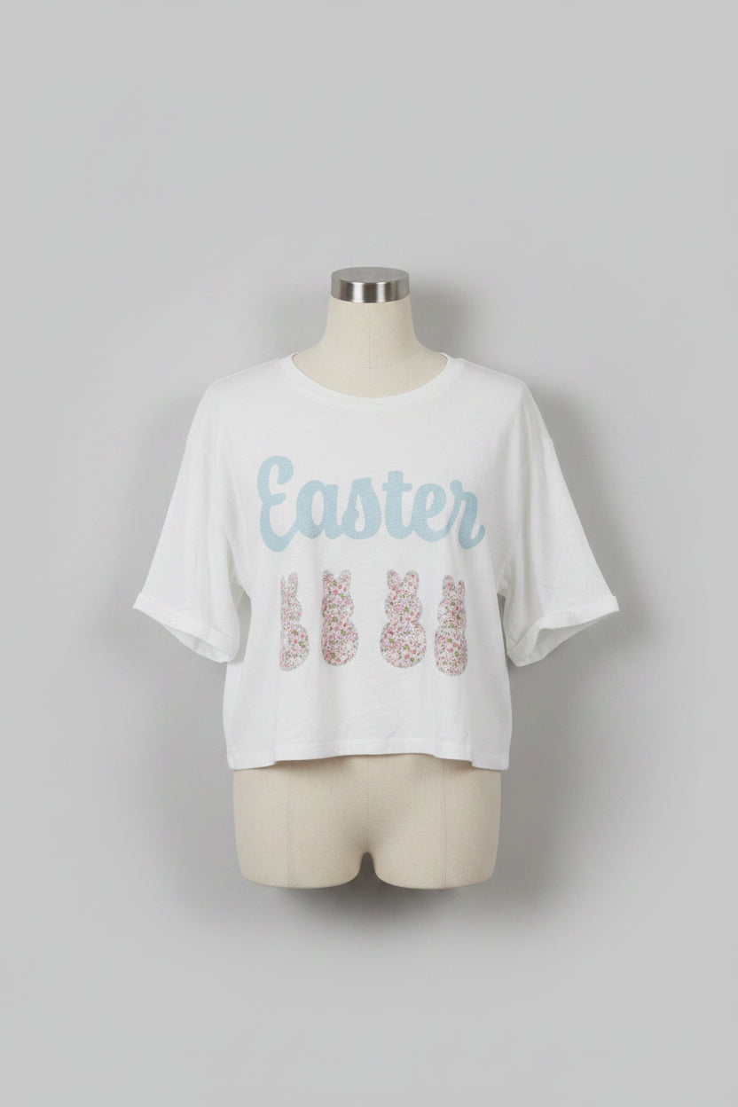 Peach Love Easter Cropped Tee