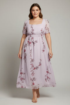 Lavender Floral Midi Dress