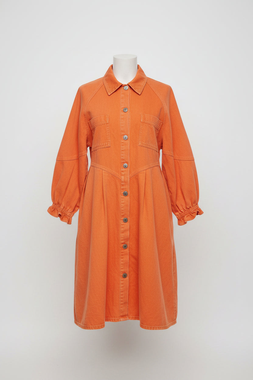 Peach Love Orange Button Down Shirt Dress