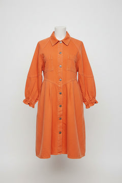 Peach Love Orange Button Down Shirt Dress