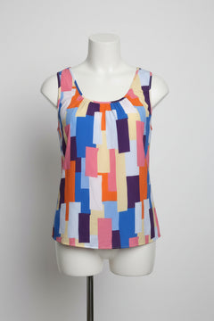 Emily Wonder Sleeveless Vibrant Geometric Pattern Colorful Tank