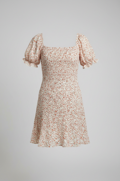 Another Love Smocked Floral Puff Sleeve Dress