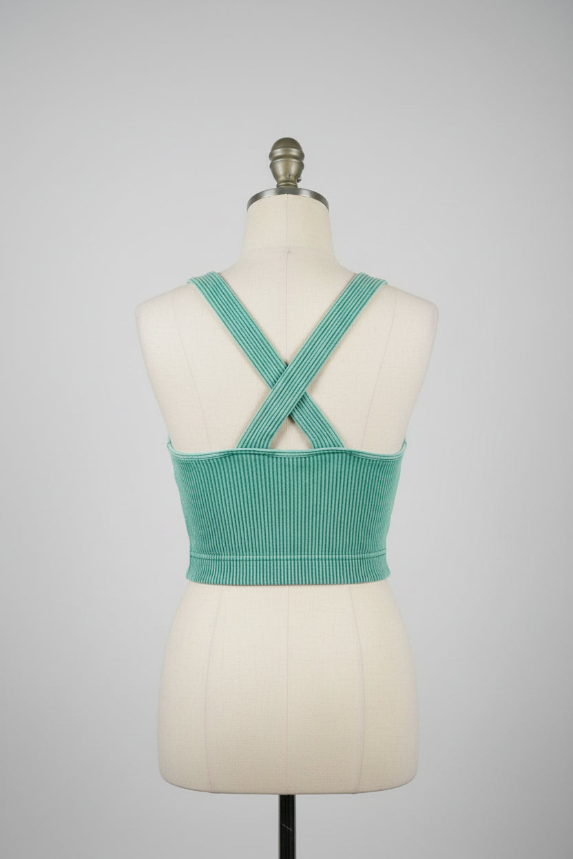 Zenana Ribbed Mineral Washed Cropped Brami