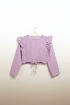 Milk & Honey Lavender Ruffled Eyelet Blouse