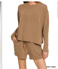ZENANA Ribbed Short Set