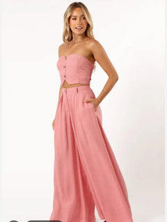 HYFVE High Waist Wide Leg Pink Pant Set