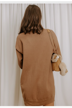 Heyson Camel-Colored Mock Neck Sweater Mini Dress