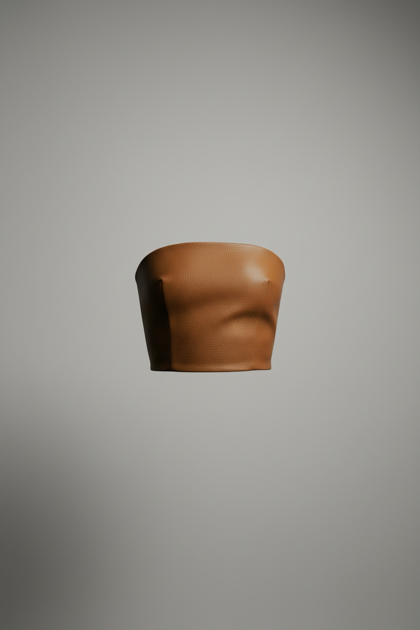 LELIS Brown Wild Fable Faux Leather Tube Top