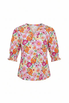 Dear Scarlett Smocked Lizzy Aqua Floral Top