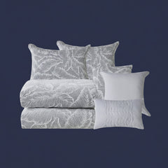HIG 7-Piece Gray Leaf Chenille Jacquard Comforter Set