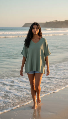 Zenana Ash Jade Acid Wash Top
